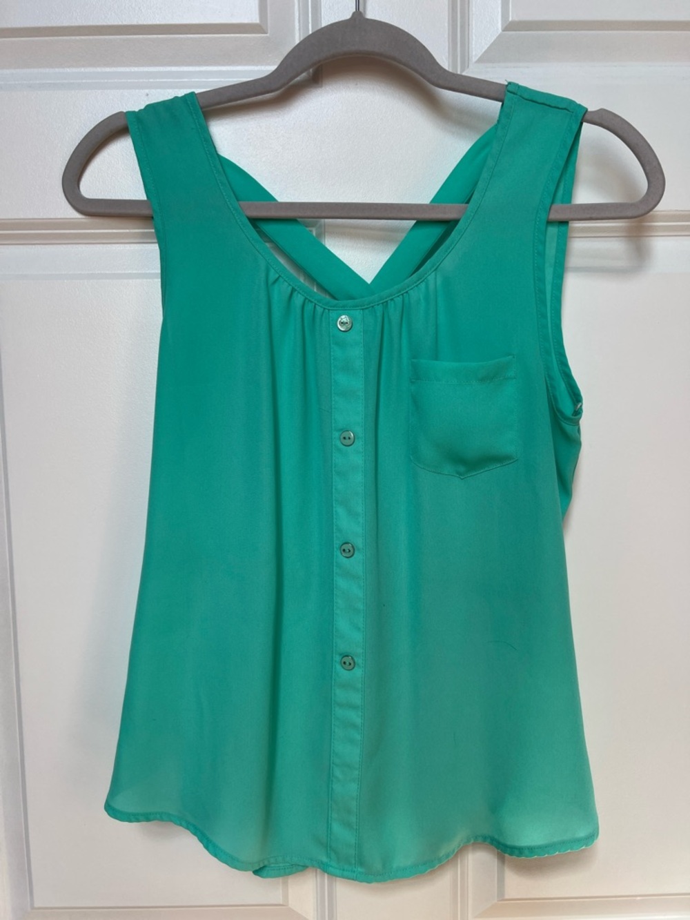 Women's Teal Sleeveless Button-Front Tank Top